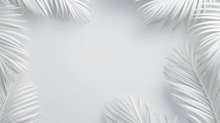 Tropical frame with palm leaves Design on background, Copy space, Summer background.の素材