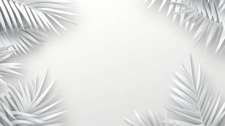 Tropical frame with palm leaves Design on background, Copy space, Summer background.の素材