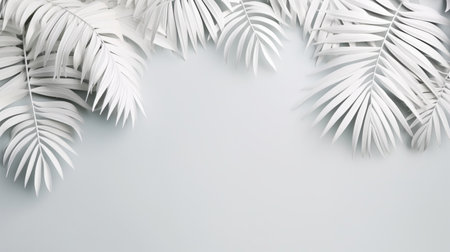 Tropical frame with palm leaves Design on background, Copy space, Summer background.の素材