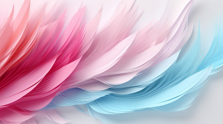 Pastel colorful feather on background, abstract papercut design.の素材