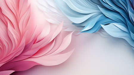 Pastel colorful feather on background, abstract papercut design, copy space.の素材