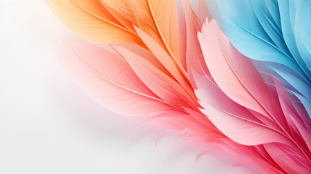 Pastel colorful feather on background, abstract papercut design.の素材