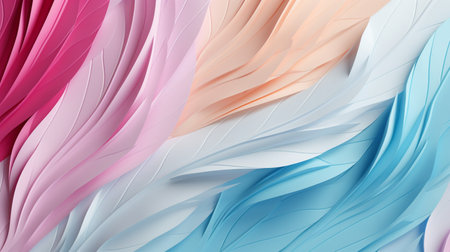 Pastel colorful feather on background, abstract papercut design.の素材