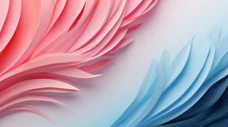 Pastel colorful feather on background, abstract papercut design.の素材