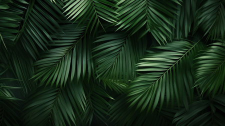 Tropical green palm leaves Design on background, Summer background.の素材