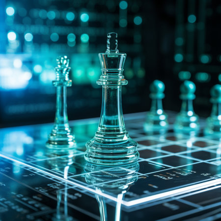Close-up of a game of chess technology design display Business Management Performance and Financial Flows, strategy board game, problem solving.の素材