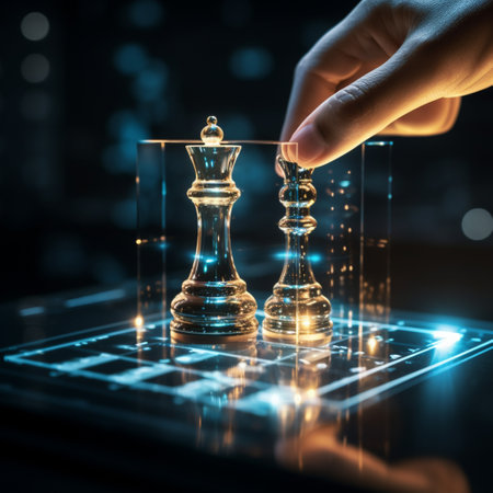 Close-up of a game of chess technology design display Business Management Performance and Financial Flows, strategy board game, problem solving.の素材