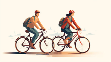 people riding bicycles-cycling flat design, Outdoor activities.の素材