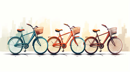 people riding bicycles-cycling flat design, Outdoor activities.の素材