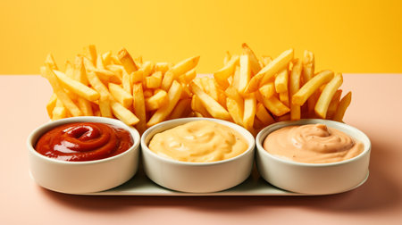 Freshly cooked Crispy French fries, unhealthy fast food.の素材
