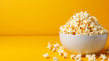 Salted Popcorn in bowl or bucket isolated on color background.の素材