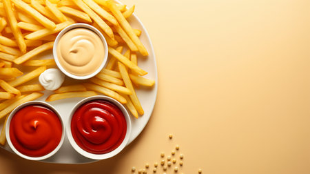 Freshly cooked Crispy French fries, unhealthy fast food.の素材