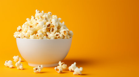 Salted Popcorn in bowl or bucket isolated on color background.の素材