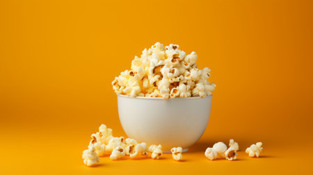 Salted Popcorn in bowl or bucket isolated on color background.の素材