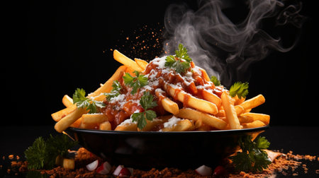 Freshly cooked Crispy French fries, unhealthy fast food.の素材