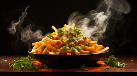 Freshly cooked Crispy French fries, unhealthy fast food.の素材