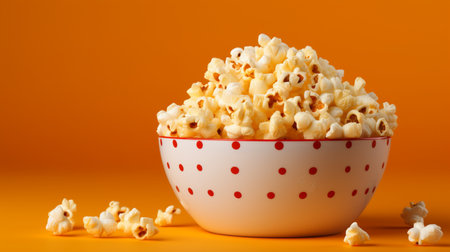 Salted Popcorn in bowl or bucket isolated on color background.の素材