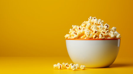 Salted Popcorn in bowl or bucket isolated on color background.の素材