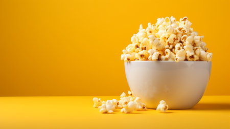 Salted Popcorn in bowl or bucket isolated on color background.の素材
