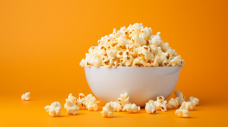 Salted Popcorn in bowl or bucket isolated on color background.の素材