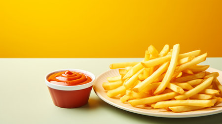 Freshly cooked Crispy French fries, unhealthy fast food.の素材