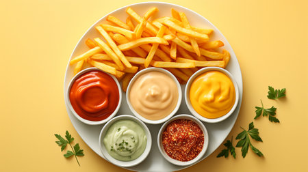 Freshly cooked Crispy French fries, unhealthy fast food.の素材