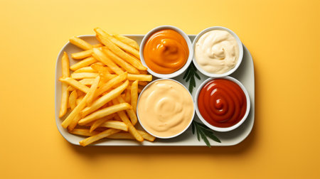 Freshly cooked Crispy French fries, unhealthy fast food.の素材