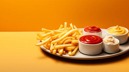 Freshly cooked Crispy French fries, unhealthy fast food.の素材