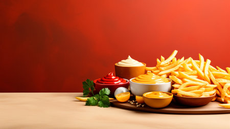 Freshly cooked Crispy French fries, unhealthy fast food.の素材