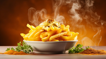 Freshly cooked Crispy French fries, unhealthy fast food.の素材