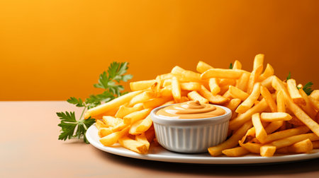 Freshly cooked Crispy French fries, unhealthy fast food.の素材