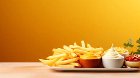 Freshly cooked Crispy French fries, unhealthy fast food.の素材