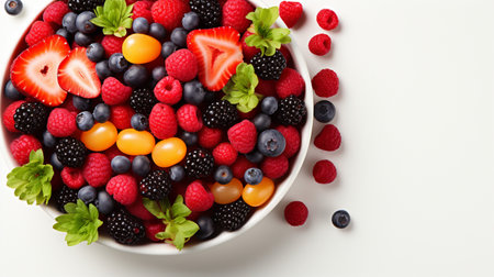 bowl of healthy fresh fruit salad, close up of a colorful Mixed tropical fruit, Copy space.の素材