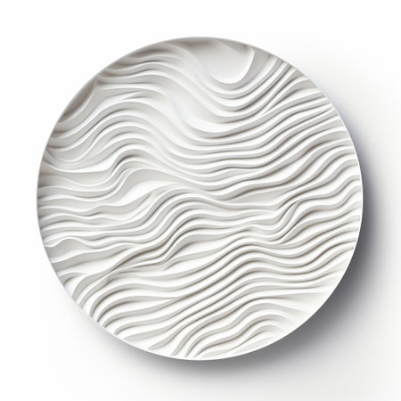 Abstract white paper wave curve lines design, luxury texture with smooth and clean subtle in circle isolated on white background.の素材