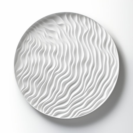 Abstract white paper wave curve lines design, luxury texture with smooth and clean subtle in circle isolated on white background.の素材