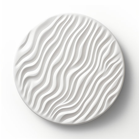 Abstract white paper wave curve lines design, luxury texture with smooth and clean subtle in circle isolated on white background.の素材
