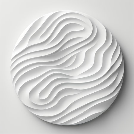 Abstract white paper wave curve lines design, luxury texture with smooth and clean subtle in circle isolated on white background.の素材