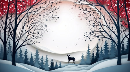 Nature background paper cut and craft style, romantic scenery , copy space, used for greeting card.の素材