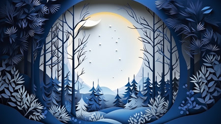 Nature background paper cut and craft style, romantic scenery , copy space, used for greeting card.の素材