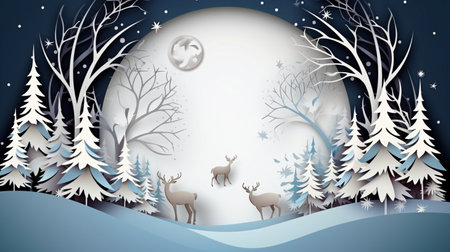 Nature background paper cut and craft style, romantic scenery , copy space, used for greeting card.の素材