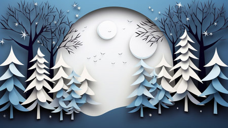 Nature background paper cut and craft style, romantic scenery , copy space, used for greeting card.の素材