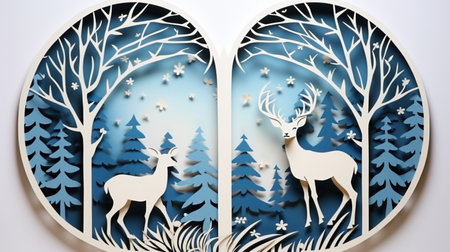 Nature background paper cut and craft style, romantic scenery , copy space, used for greeting card.の素材