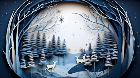 Nature background paper cut and craft style, romantic scenery , copy space, used for greeting card.の素材