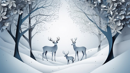 Nature background paper cut and craft style, romantic scenery , copy space, used for greeting card.の素材