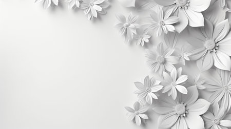 white paper flowers background, wedding decoration, bridal bouquet, greeting card template, copy space.の素材