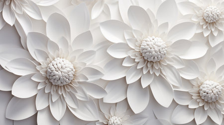 white paper flowers background, wedding decoration, bridal bouquet, greeting card template, copy space.の素材