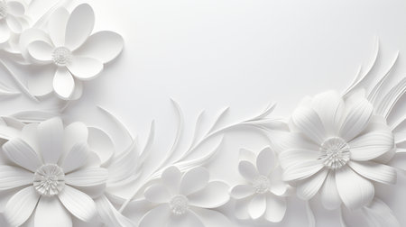 white paper flowers background, wedding decoration, bridal bouquet, greeting card template, copy space.の素材