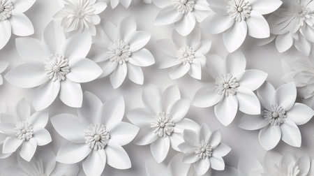 white paper flowers background, wedding decoration, bridal bouquet, greeting card template, copy space.の素材