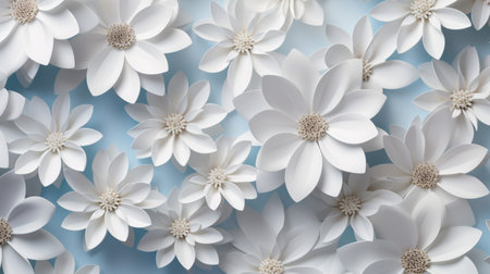 white paper flowers background, wedding decoration, bridal bouquet, greeting card template, copy space.の素材