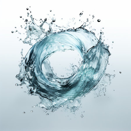 Transparent swirling water splash isolated on background.の素材